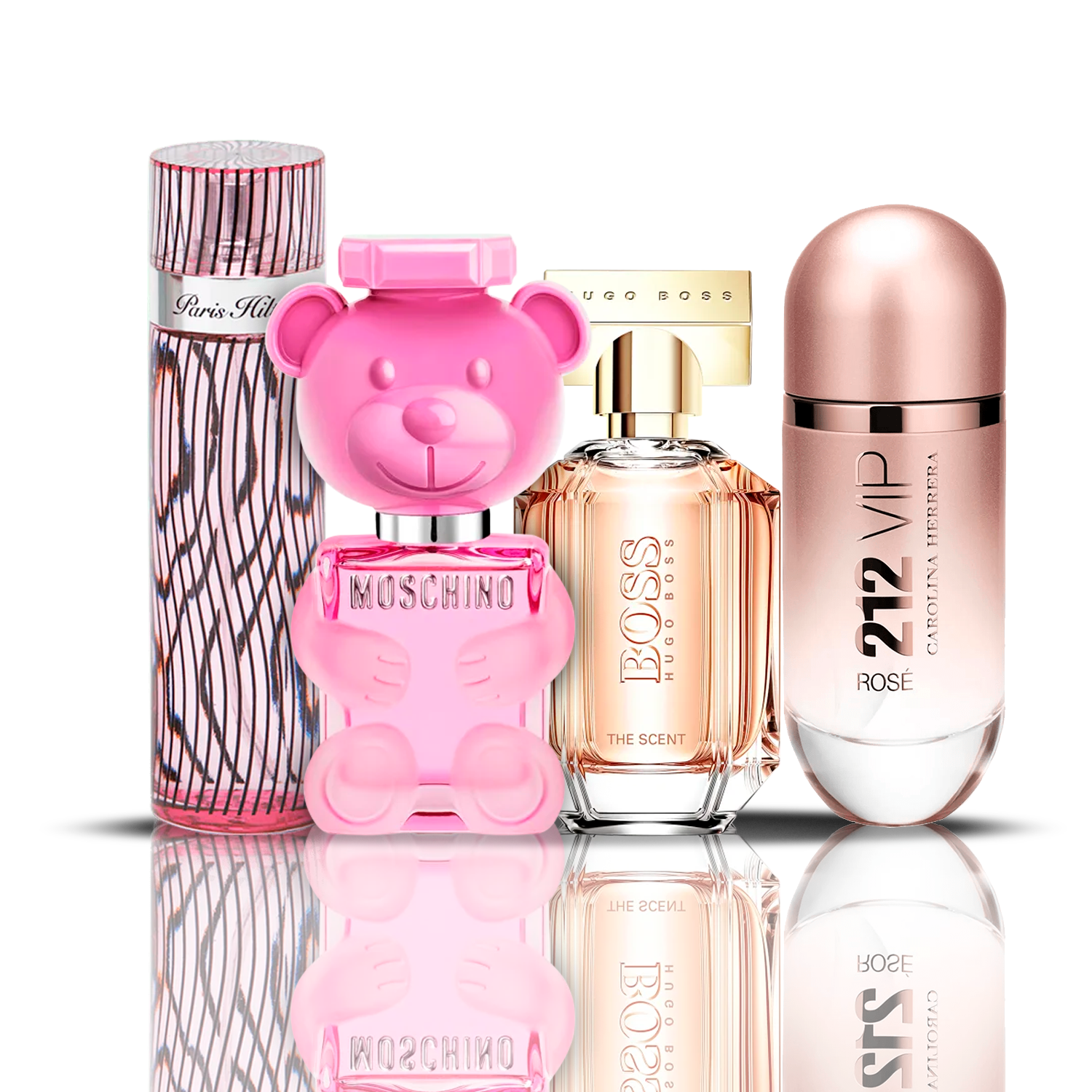 212 VIP Rose + Moschino Bubble Gum + Hugo Boss The Scent + Paris Hilton 100 ml